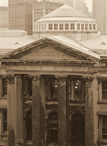 The portico of the Tweed Courthouse on Chambers Street, New York